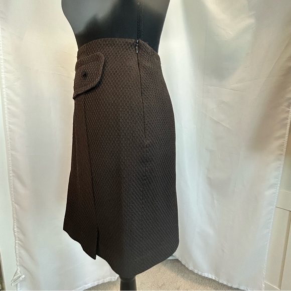 LAUREL chocolate brown textured lined pencil skirt Sz 38 business career - Picture 3 of 12